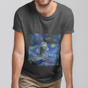 Starry Night Astronaut Space Art T-Shirt