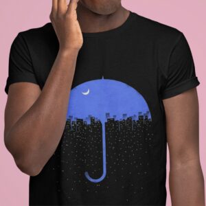 Nighty Sky City Midnight Space Artwork T-Shirt