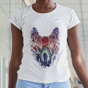 Astronaut Tree Wolf Jungle Stars Art T-Shirt