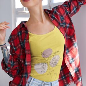 Line Art Aesthetic Female Flower Hat T-Shirt